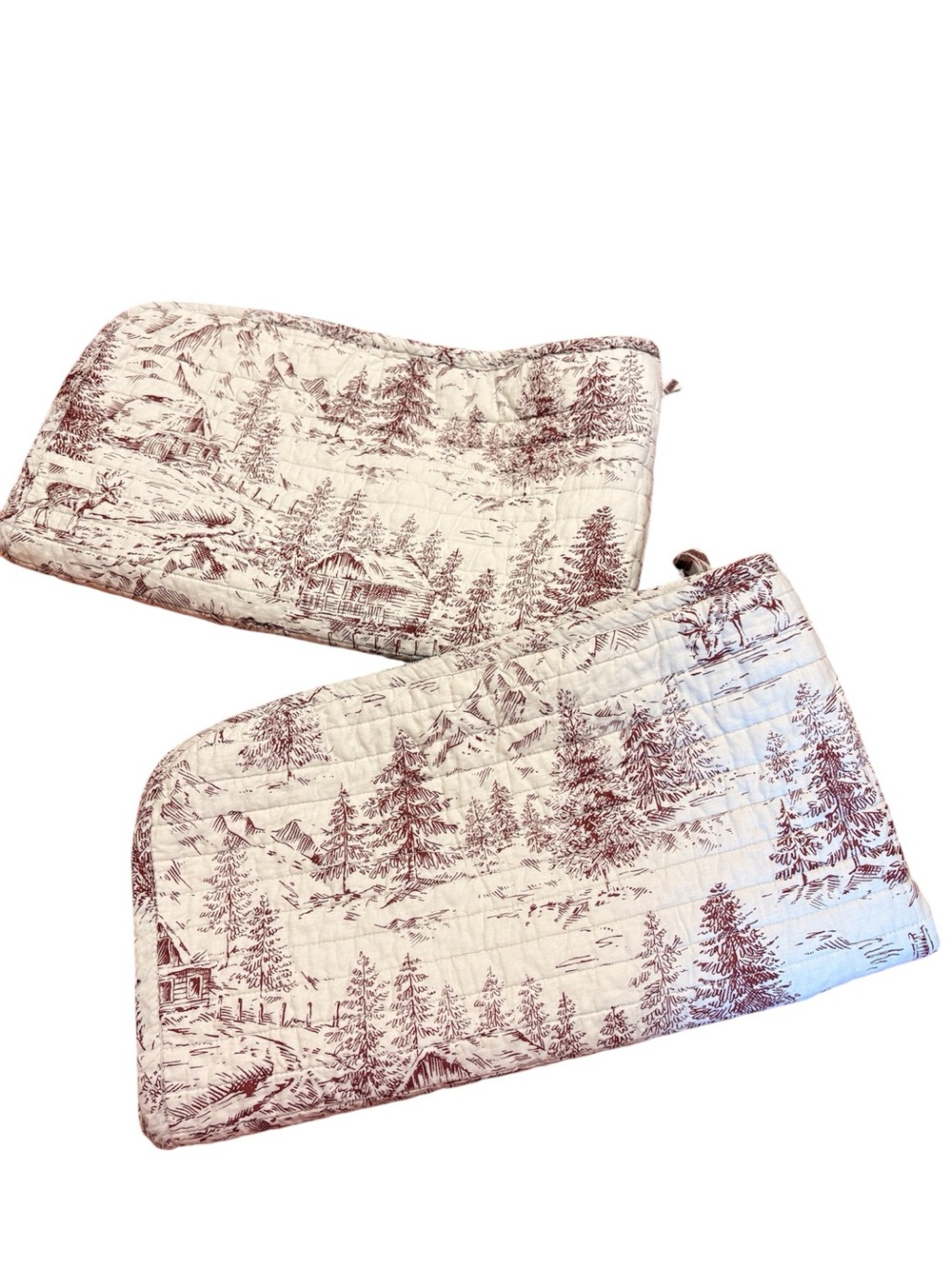Brooks Brothers Home Set of 2 King Winter Toile Quilted Shams Pair 20x36